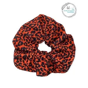 Handmade Large Orange Leopard Scrunchie