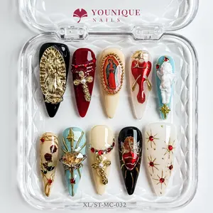Younique Nails 2025 | XL Studio | Sacred Glory  | 10PCS 100% Handmade Press-On Nails | Reusable Colorful Art