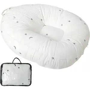 Lounge Pillow with Cotton Cover Skin Friendly Multifunctional Floor Pillow with Handle Baby Shower Gift