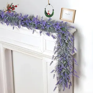 1pc Pastel Soft Purple Artificial Lavender Garland, Faux Lavender Vine for Wedding Arch Farmhouse Decor, Mother's Day Anniversary Valentine's Day Gift for Adults Women, US Country Farmhouse Home Decoration
