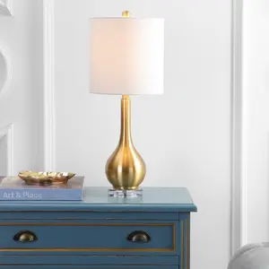 JONATHAN Y Dylan Metal/Crystal Teardrop LED Table Lamp , for bedroom, living room, foyer, hallways, dining room, dorms