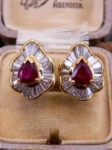 Vintage Water Drop Shaped Cubic Zirconia Decorated Earrings, Elegant Jewelry for Party, Daily Clothing Decor, Trendy All-match & Exquisite Jewelry for Birthday Gift