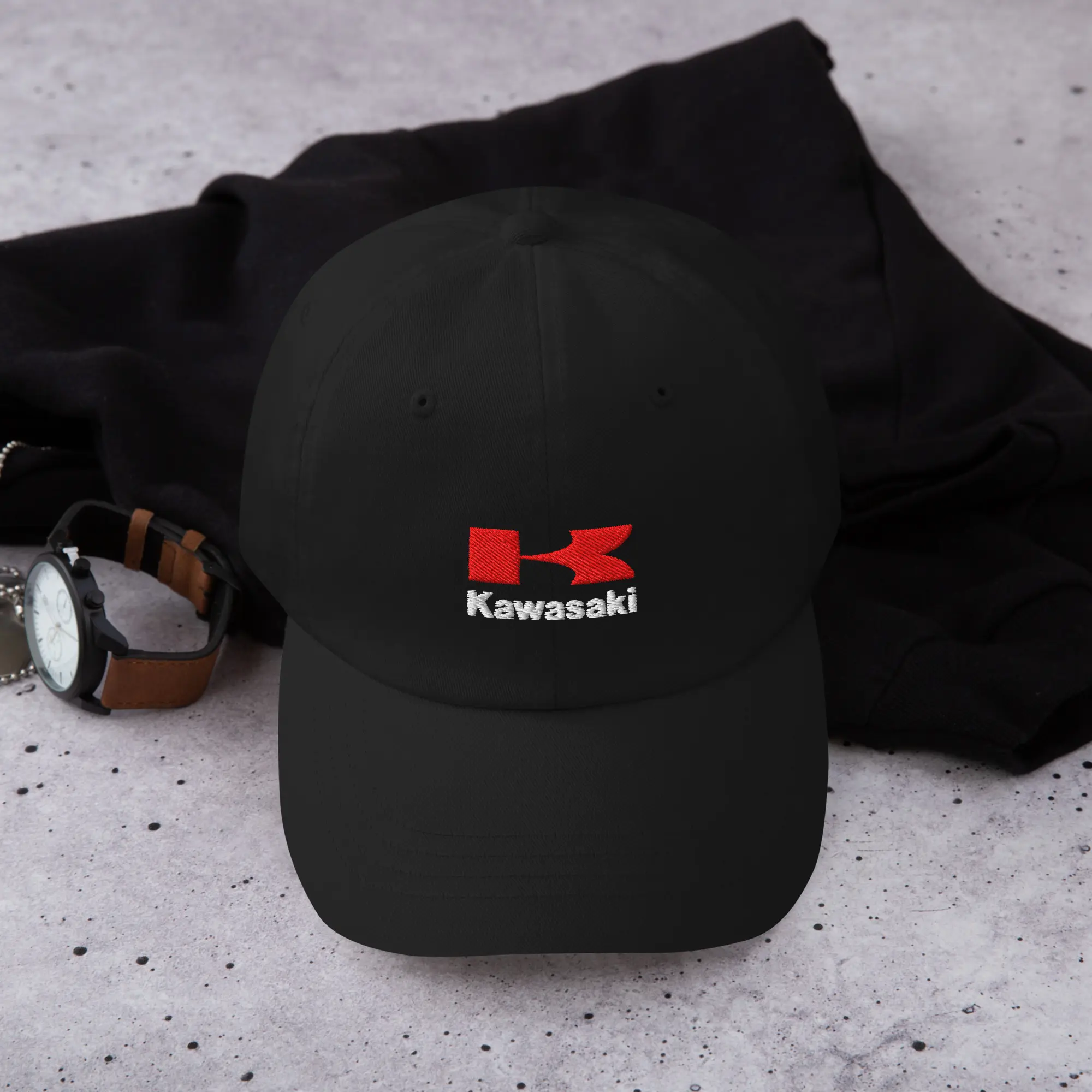 Kawasaki Logo Embroidered Dad Hat, Japanese Motorcycles Inspired Graphic Baseball Cap, Kawasaki Racing Strapback Hat, Japanese Gift