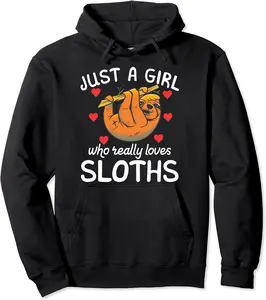 Just a Girl who really loves Sloth lazy cute Sloth Pullover Hoodie - Williamze Shop 92B09CQ88M62