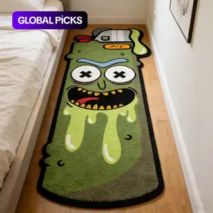 Bizarre green lighter, irregular carpet, green black contrasting plush floor mat, bedroom bedside anti slip and absorbent foot mat, e-sports room decoration mat, suitable for ins style/trendy play, personalized home decoration #GLOBAL PICKS