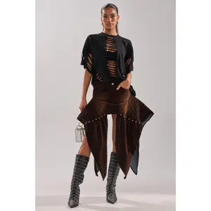 ALL FOR IN VELVET DENIM MINI SKIRT