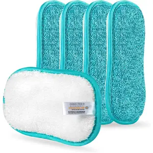Kitchen Dish Sponge Scrubber Non Scratch, Dishcloth No Odor  Washable Multipurpose Scrub Pads Sponges Heavy Duty for Dawn Dish Soap Cleaning of Sink Pans