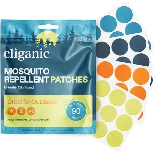 Cliganic Mosquito Repellent Stickers (90 Pack) - Patches for Kids & Adults, Natural DEET-Free, Citronella Essential Oil Infused, Insect Repelling Garments