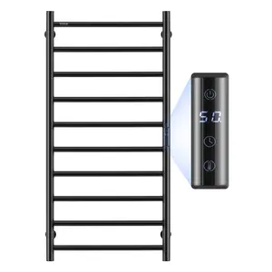 VEVOR 10 Bars Towel Warmer Rack,  Wall Mounted Heated Towel Rack for Bathroom, IPX5 Waterpoof Towel Heater Rack with Timer & LED Display Screen, 5 Levels Adjustable Temperature Towel Heater, Black