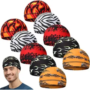 Tarpop 10 Pcs Men Skull Caps Cooling Welding Hard Helmet Liner Cycling Skull Caps Wicking Beanie Do Rag Head Wrap for Men