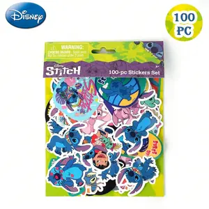 100PCS Disney Officially Licensed Stitch Sticker Cartoon Decoration Laptop Cup Helmet Picture Frame Skateboard Computer Sticker Birthday Gift Party Favors Sticker Packs