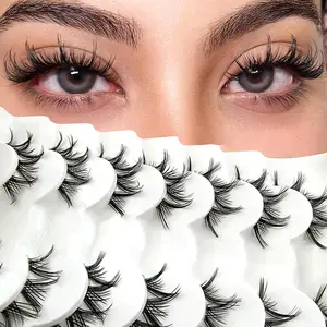 Natural Look Eyelash Extensions, 7 Pairs/tray Self Grafting Curl Eyelashes, High Quality Eyelashes, Eye Makeup Enhancement False Eyelashes