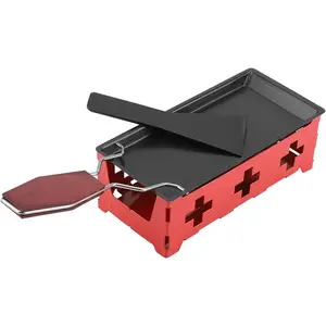 Cheese Raclette Rotaster Portable Non-Stick Baking Tray Stove Set Wooden Handle Home Kitchen Grilling Tool with Spatula