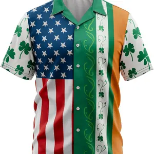 St. Patrick's Day Shirt for Men, Casual Short Sleeve Button Down Beach Shirts, St Patrick Hawaiian Shirt, St Pattys Gifts