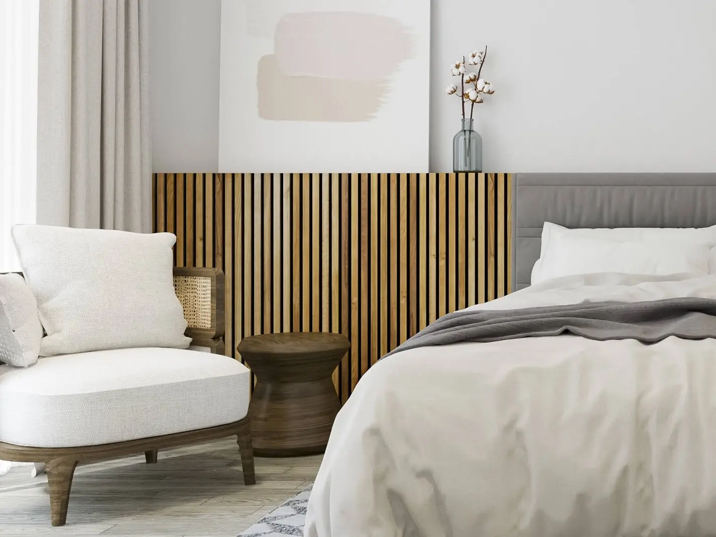 White Oak Solid Wood Slat Wall Panels