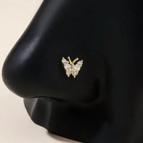 Butterfly Design Nose Ring, Unisex Nose Stud, Fashionable Body Jewelry for Women & Men, Trendy All-match & Exquisite Jewelry for Birthday Gift