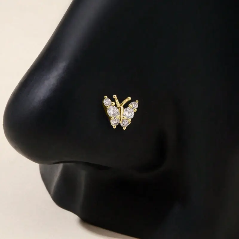 Butterfly Design Nose Ring, Unisex Nose Stud, Fashionable Body Jewelry for Women & Men, Trendy All-match & Exquisite Jewelry for Birthday Gift