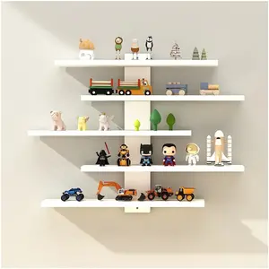 Adjustable Wall-Mounted Display Shelf, Wall Shelf Unit, 5-Tier PVC Storage Rack for Action Figures, Mini Blocks & Collectibles, Modern Home Decor Organizer