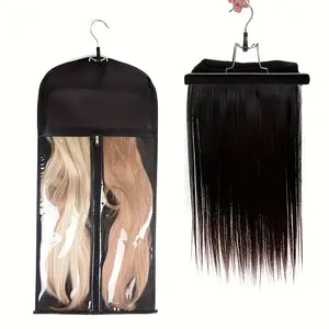 6pcs Wig & Hair Extension Storage Case, Durable Unisex Design, Transparent Front, Zipper Closure