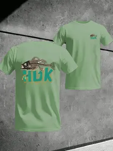 Unisex Huk Print T-Shirt, Men's Fashion Menswear Fitted Crew Neck Tee, Comfortable and Stylish, Perfect for Casual Wear and Home Relaxation