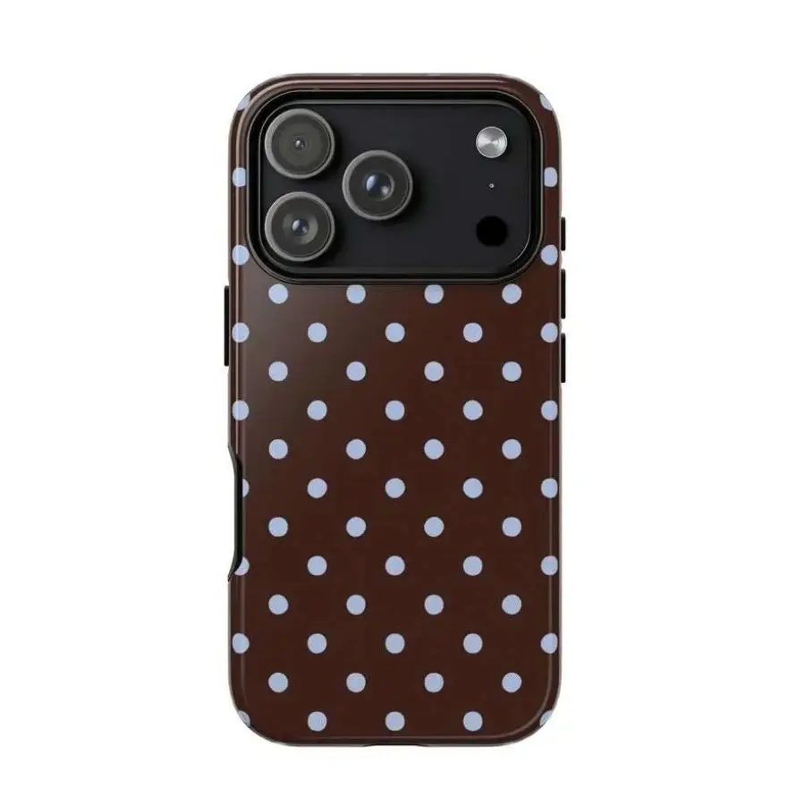 Brown & Blue Polka Dot Smartphone Casing - Handheld Device Protection, Compatible With iPhone 17,16,15,14,13,12,11 Pro Max