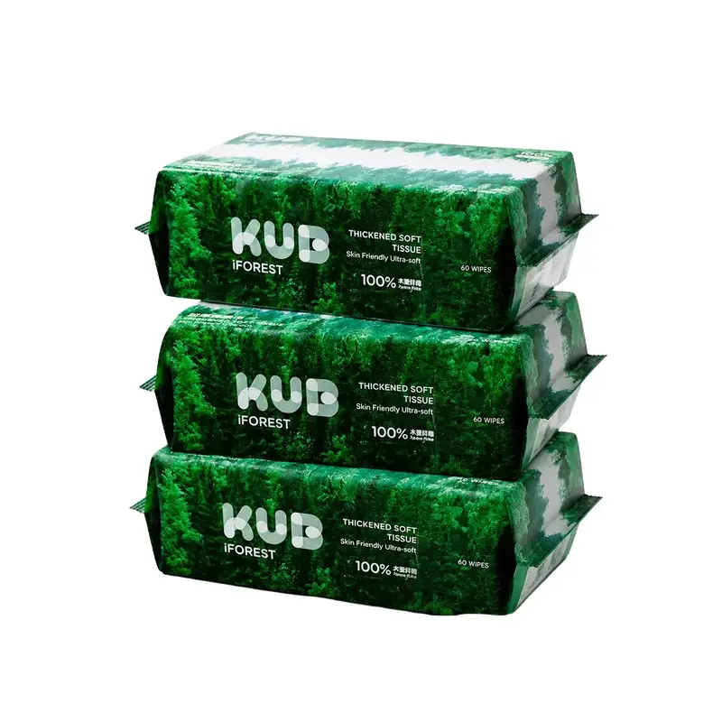 KUB Thick Disposable Face Towel - Single Use Tissues, Ultra Soft, Durable, Natural Biodegradable, Eco-Friendly 60-Sheet Pack for Toilet Use, Face Towel Disposable