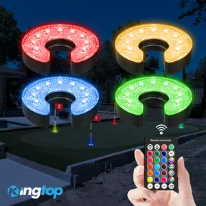 KINGTOP Rechargeable LED Golf Hole Light - Focused Illumination Lens, Remote-Controller, Perfect for Backyard Night Golf Practice, Outdoor Party, 4-Pack Outside