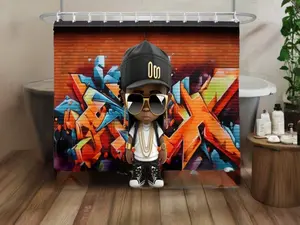 Copycat-Creations Graffiti Hip-Hop Prince 2pcs Shower Curtain Set