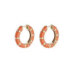 Red Bambou Hoop Earrings