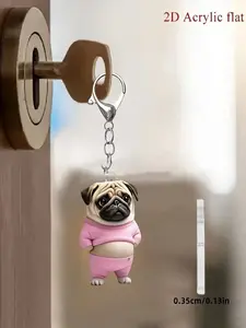 Acrylic Keychain - Cat, Dog & Puppy Keychain,Cute Pug Dog Keychain Acrylic Puppy Pets Keyring Handbag Purse for Women Girl Charm Gift Bag Charms