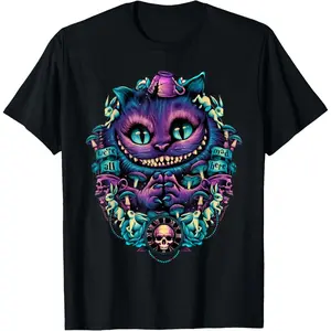 Cotton Short Sleeve Cheshire Cat Shirt Alice In Wonderland Graphic T-Shirt For Men Women