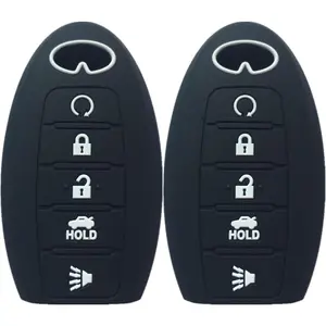 Key Fob Cover for QX80 QX60: 2 Pcs 5 Buttons Key Fob Case Replacement Fit for Infiniti Q50 Q60 QX50 QX55 QX60 QX80 2016 2017 2018 2019 2020 2021 2022 2023 2024 S180144014 S180144320 | Black