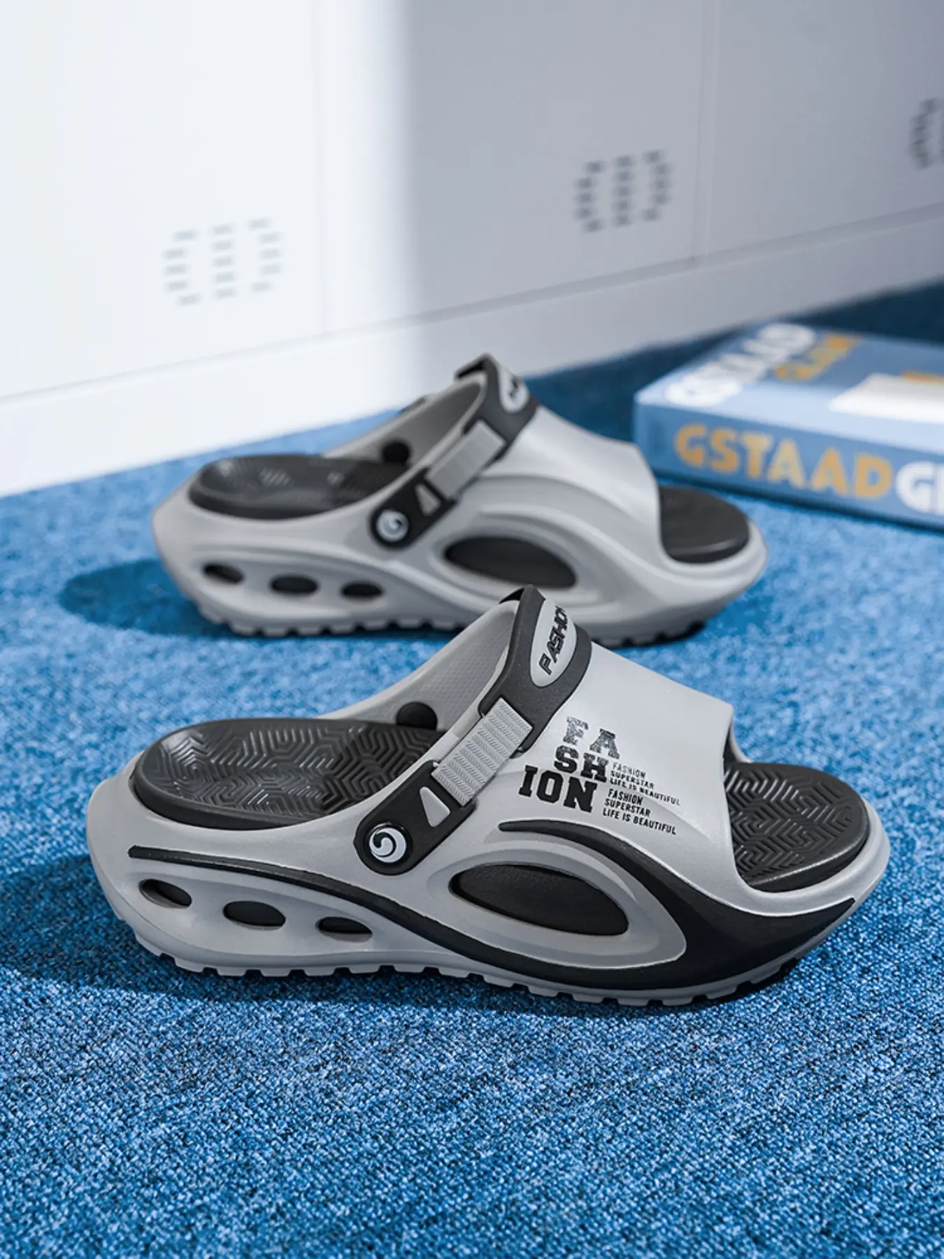 Men's Summer Sandals, Sliponshoes Thick Sole Height-Boosting, Adjustable Back Strap, Soft Eva Material, Casual Outdoor Shoes, Ideal for Hiking & Driving, Adjustable Slide Sandal