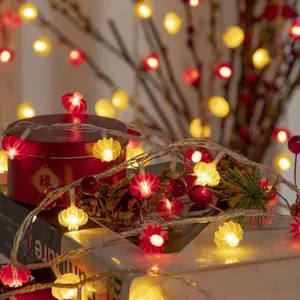 Flashing Red Lantern String Light Fuzi Battery Powered New Year String Light LED 1.5/3M Spring Festival String Light Dragon year