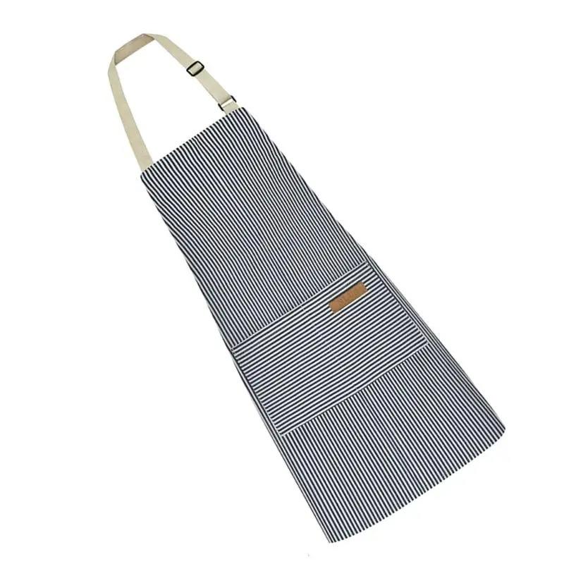 White Black Striped Man Woman Home Restaurant Kitchen Baking Nail Bib Oil Repellent Work Apron Adjustable