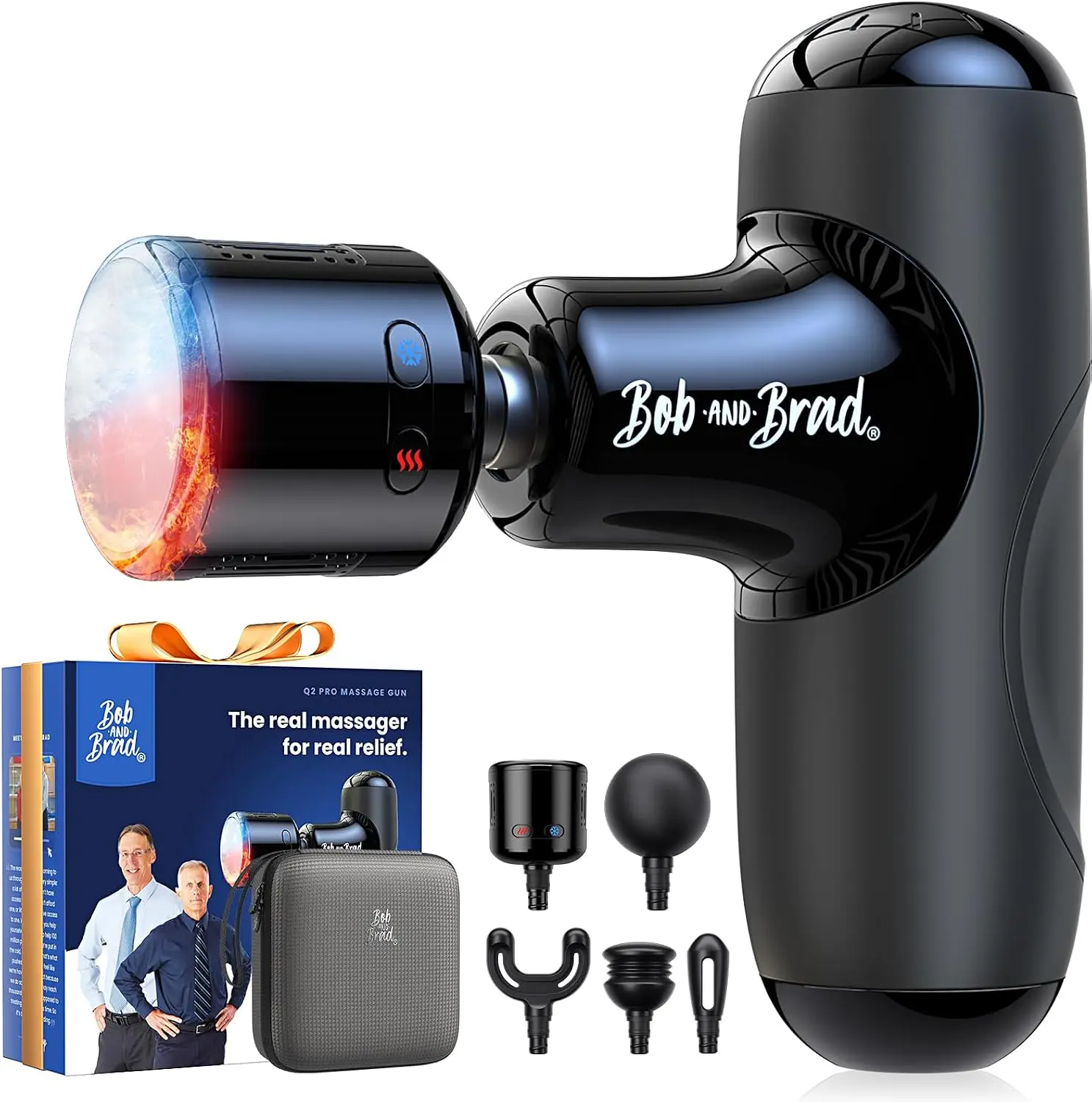 Bob and Brad Pocket-Sized Q2 Pro Mini Massage Gun with Heat and Cold, Deep Tissue Portable Percussion Muscle Gifts
