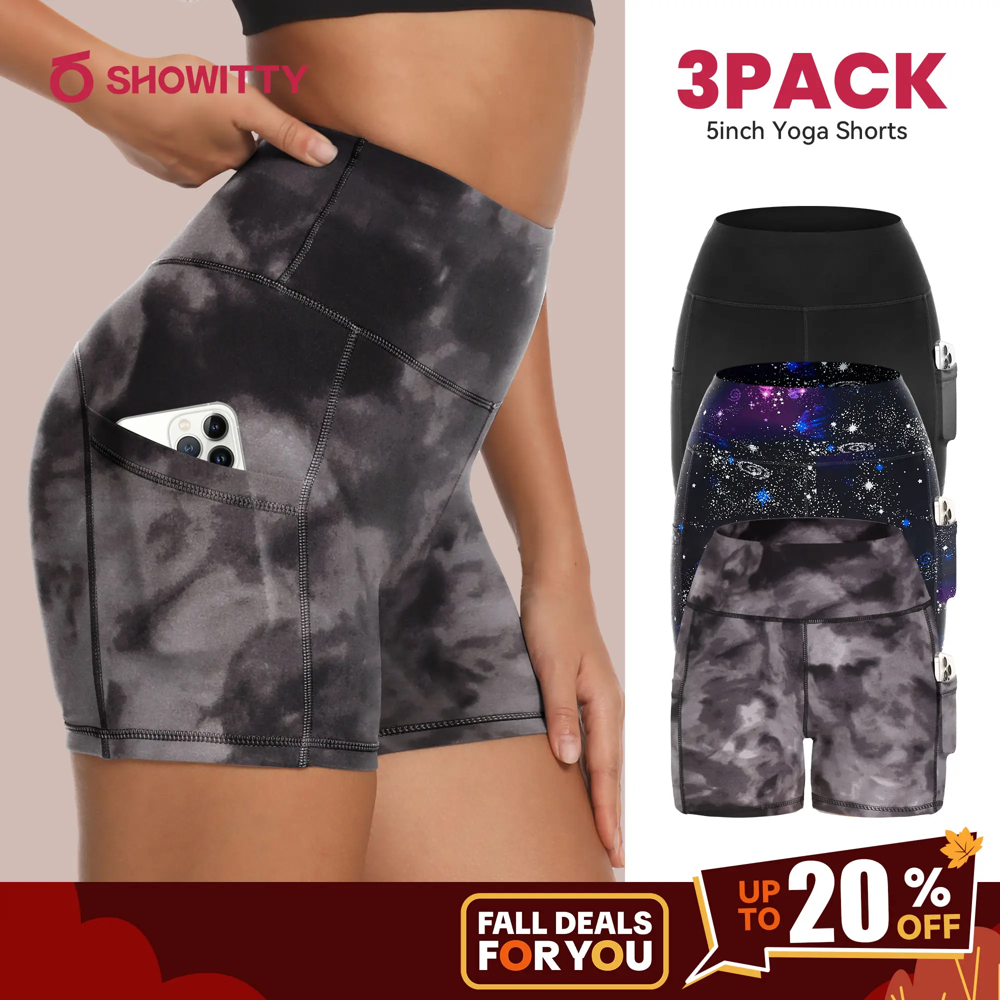 SHOWITTY High Waisted 3 Pack Biker Shorts for Women with Pockets - 5" Tummy Control Breathable Spandex Shorts for Gym Beach Summer Outfits #TikTokShop
