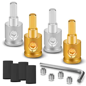 SUNMORN 0 Gauge Terminals, 0 Gauge Wire Connector 0 Gauge to 4 Gauge Reducer, 4 PCS Heat Shrink Tubes 4 PCS Connectors 4 PCS Extra Srews,1 PCS Hexagon Tool, Car Audio Battery Amp Wire Connectors