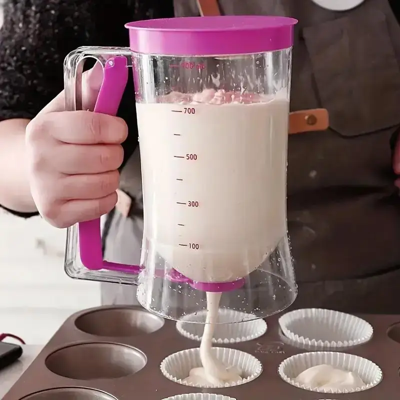Batter Dispenser, Portable Handheld Batter Funnel with Scale, Multifunction Batter Dispenser for Pancake Cupcake Waffle