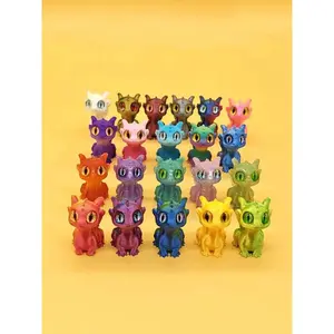 10pcs Cute Mini Dragons 3D Printed Decorations, Adorable Home Decor, Office Decor And Car Decor, Realistic Small And Cute, Suitable for Collection, for Christmas, Halloween Decorations, Fall Home Decor Collectible Figurines, Collectible Room Decor