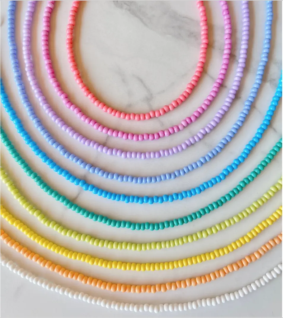 Solid Seed Bead Necklace, Waterproof, Tarnish-Free, Adjustable Beaded Choker