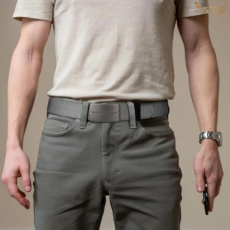 Men's Nylon Double Sided Ratchet Belt, Men's Mesh Casual Work Belt for Jeans with Automatic Slider Buckle Men's Nylon Double Sided Ratchet Belt, Men's Mesh Casual Work Belt for Jeans with Automatic Slider Buckle