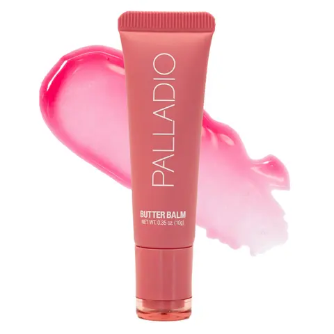 Palladio Vegan Gluten-Free Butter Lip Balm - Squeeze Tube, Smooth, Nourishing, Lightweight, Sheer Caramel Stain, Strawberry, Aloe, Peptides, Shea Butter, Glossy Finish, Hydrate, Moisture, French Vanilla, All Skin Types, Adult Soothing Care