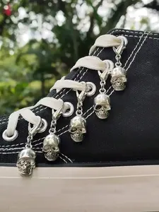 5pcs Skull Design Shoe Charms, Detachable DIY Boot Decorations, Halloween Party Accessories, All Season Casual Style Shoes Decoration
