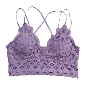 Lavender Crochet Bralette - No Wire, Adjustable Straps, Removable Padding