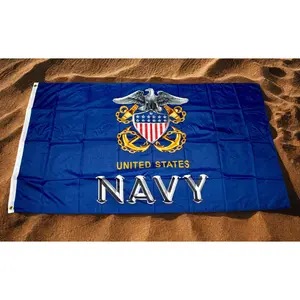 U.S Navy Flag 3x5 Ft – US Navy Emblem Flag – Military Patriotic Banner. Navy Flag. Official Navy Flag for Veterans. Navy Logo Flag