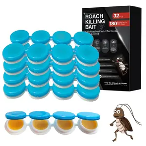 32 Pack Cockroach Gel Bait, Highly Effective Roach Killer Indoor Infestation Solution, Fast Acting Cockroach Killer Indoor Home Kitchen Use, Easy to Apply & No Mess Roach Bait Gel, Long-Lasting