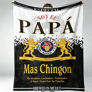 Blankets Soy El Papa Flannel Blanket Kids Blanket Adult Blanket Mexican Papa Letter Print Soft Elastic Breathable Warm Throw For Home Office Travel Fathers Day Gift