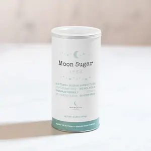 Moon Sugar Less - Natural Sugar Substitute with 50% Less Calories, Low FODMAP, Gluten-Free, Vegan, Tapioca Fiber, 10.68oz Can, Brazil Flavor, Sweet for Baking