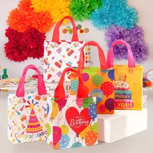 Happy Birthday Party Gift Bags, Colorful Fabric Tote Bags with Handles, Birthday Gift Accessories, Perfect for Celebrations, Events & Parties Decoration